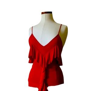 Yves Saint Laurent by Tom Ford Fall 2003 Red Ruffle Top